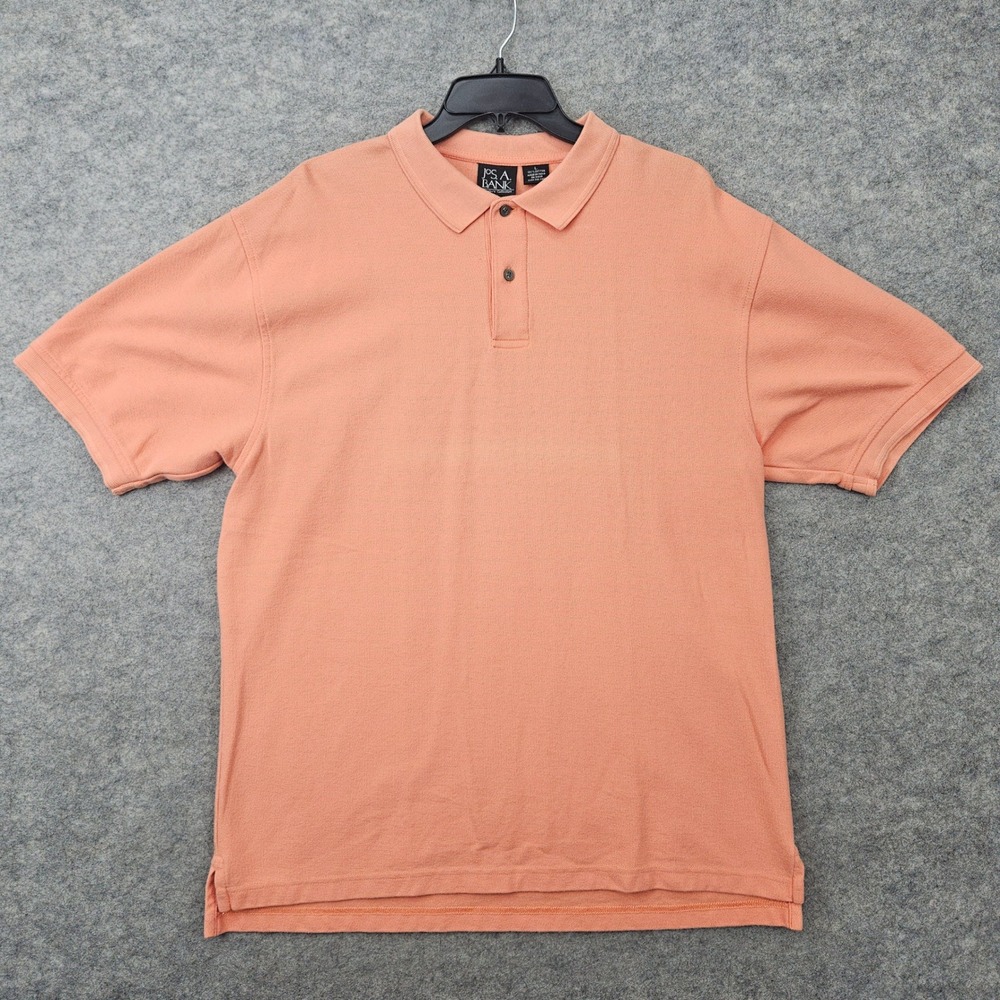 Jos A Bank Polo Shirt Men's Orange/Coral/Peach Large Traveler Collection FADING